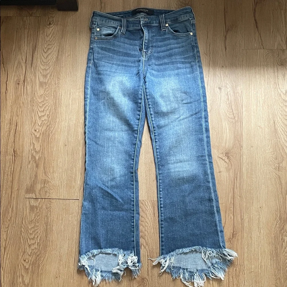 Liverpool Frayed Hem Blue Jeans - Picture 5 of 5